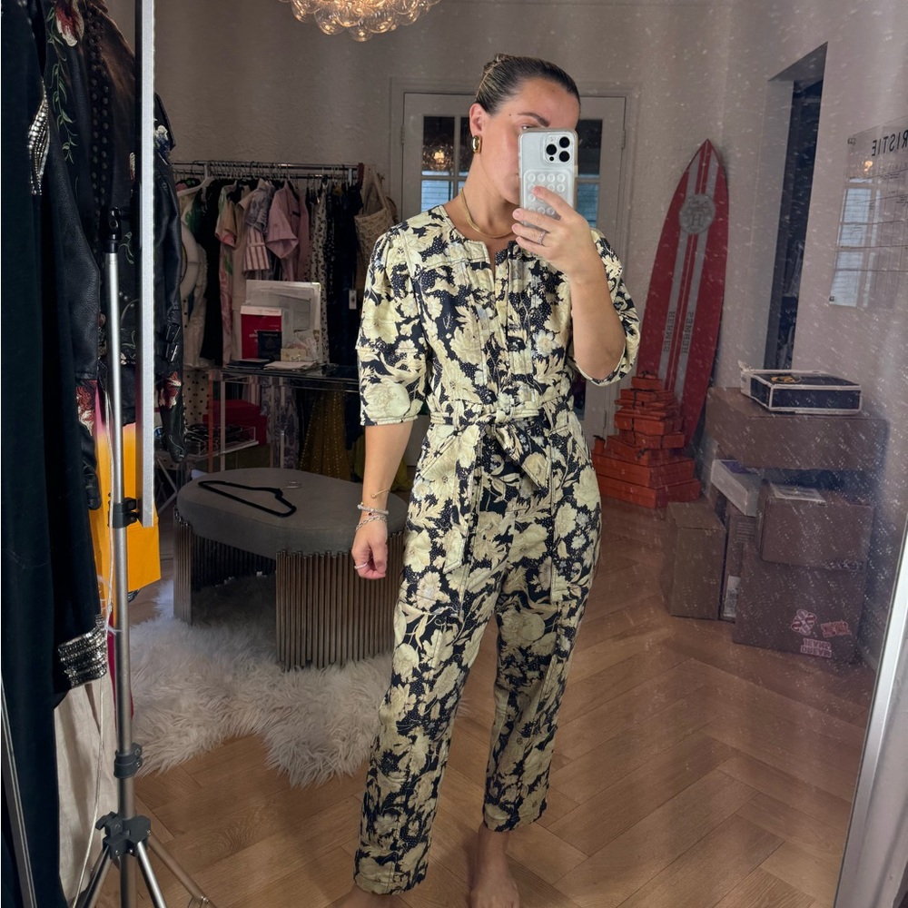 Floral Jumpsuit in Black and Cream